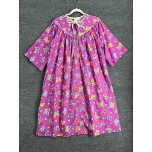 Vintage Sabrina Mervyns Womens House Dress MuuMuu Size 14 Purple Butterfly Print